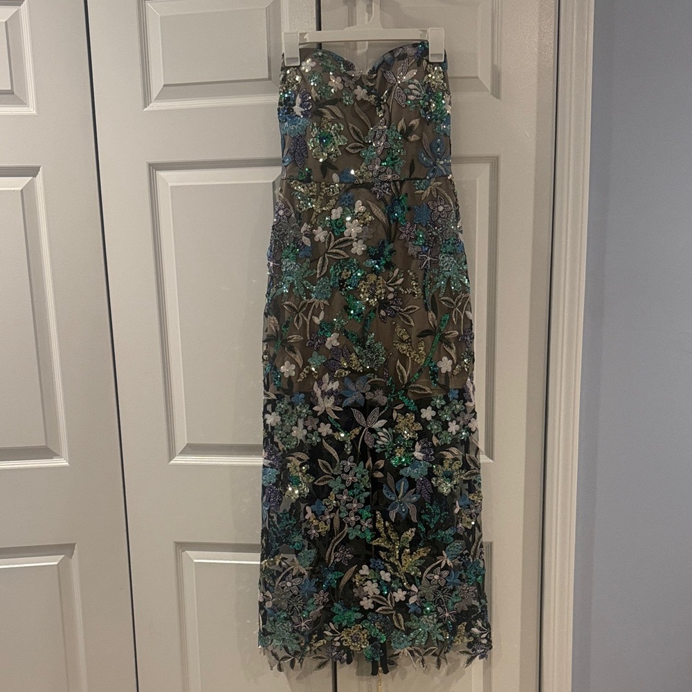 Floral Strapless Evening Dress